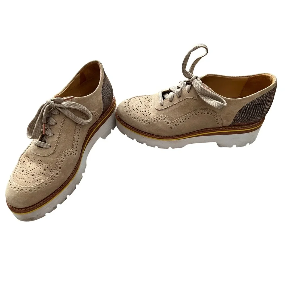 The Office of Angela‎ Scott Suede Brogue Oxford Platform Shoes Women's